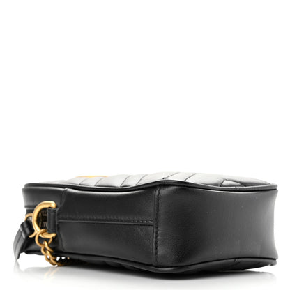Gucci Calfskin Matelasse Mini GG Marmont Crossbody Bag Black 4 of 10