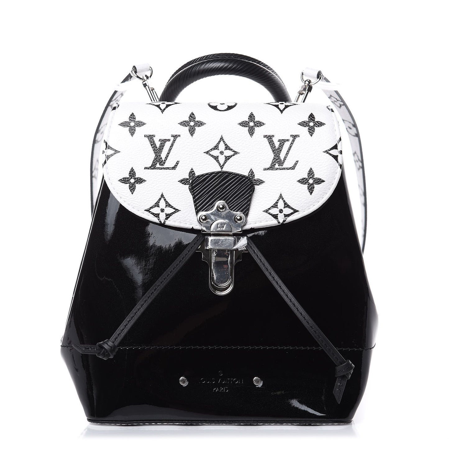 Patent Monogram Hot Springs Backpack Black White