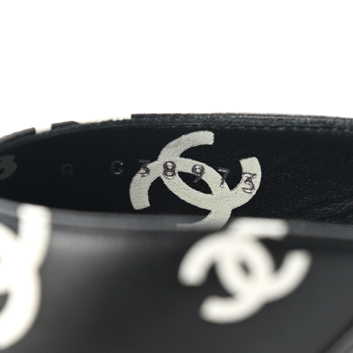 Chanel Printed Lambskin CC Sandals 39 Black White 8 of 9