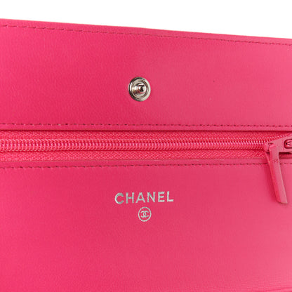 Chanel Lambskin Quilted Wallet On Chain WOC Dark Pink 6 of 11