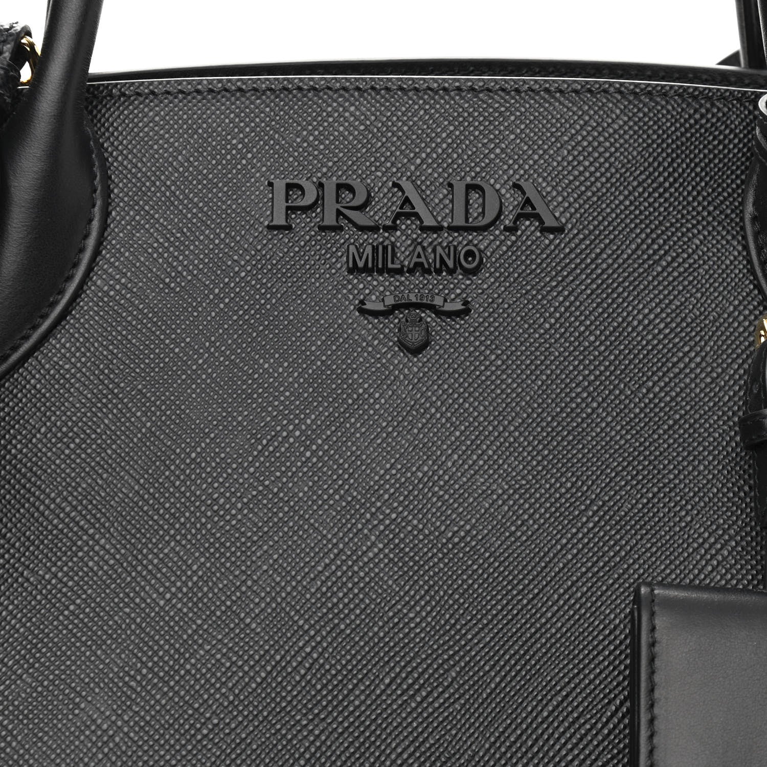 Prada Saffiano Cuir Calfskin Medium Monochrome Top Handle Tote Black 7 of 11