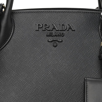 Prada Saffiano Cuir Calfskin Medium Monochrome Top Handle Tote Black 7 of 11