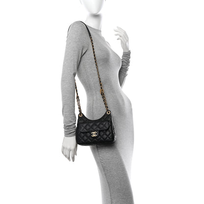 Chanel Caviar Quilted Small Wavy CC Hobo Black 2 of 10