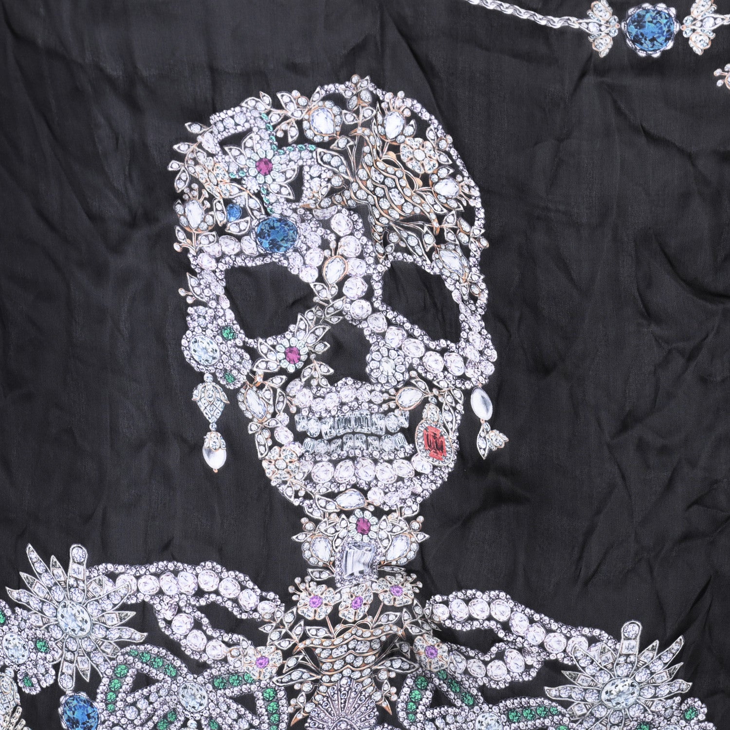 Alexander McQueen Silk Treasure Skeleton Scarf Black 864462