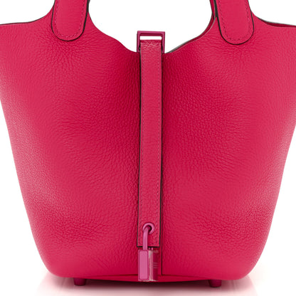 Hermes Taurillon Clemence Monochrome Picotin Lock 18 PM Rose Mexico 8 of 11