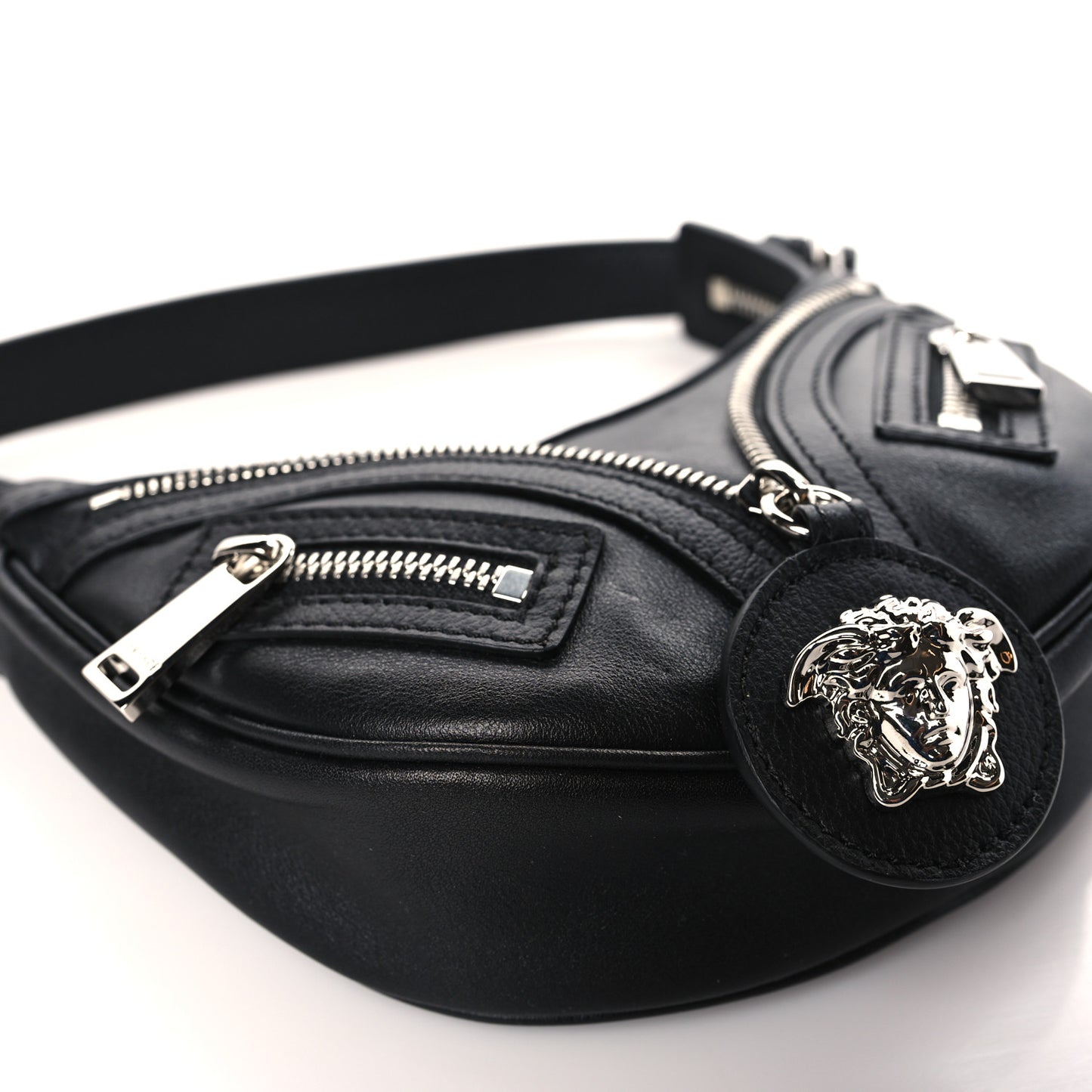 Calfskin Mini Repeat Zip Hobo Black
