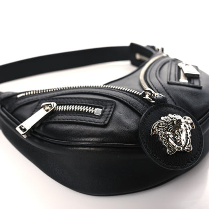 Versace Calfskin Mini Repeat Zip Hobo Black 7 of 8