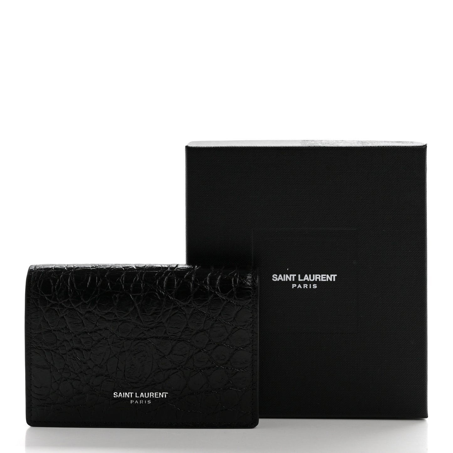 Calfskin Crocodile Embossed Business Card Case Black