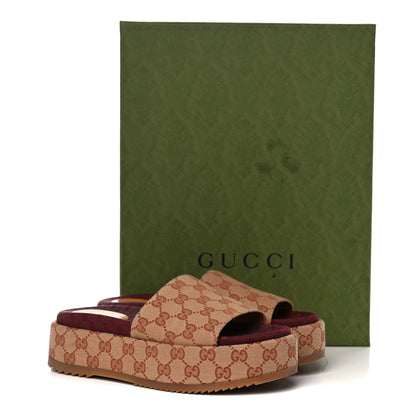 Gucci Canvas GG Monogram Angelina Platform Slide Sandals 38.5 Beige Ruggine 9 of 9
