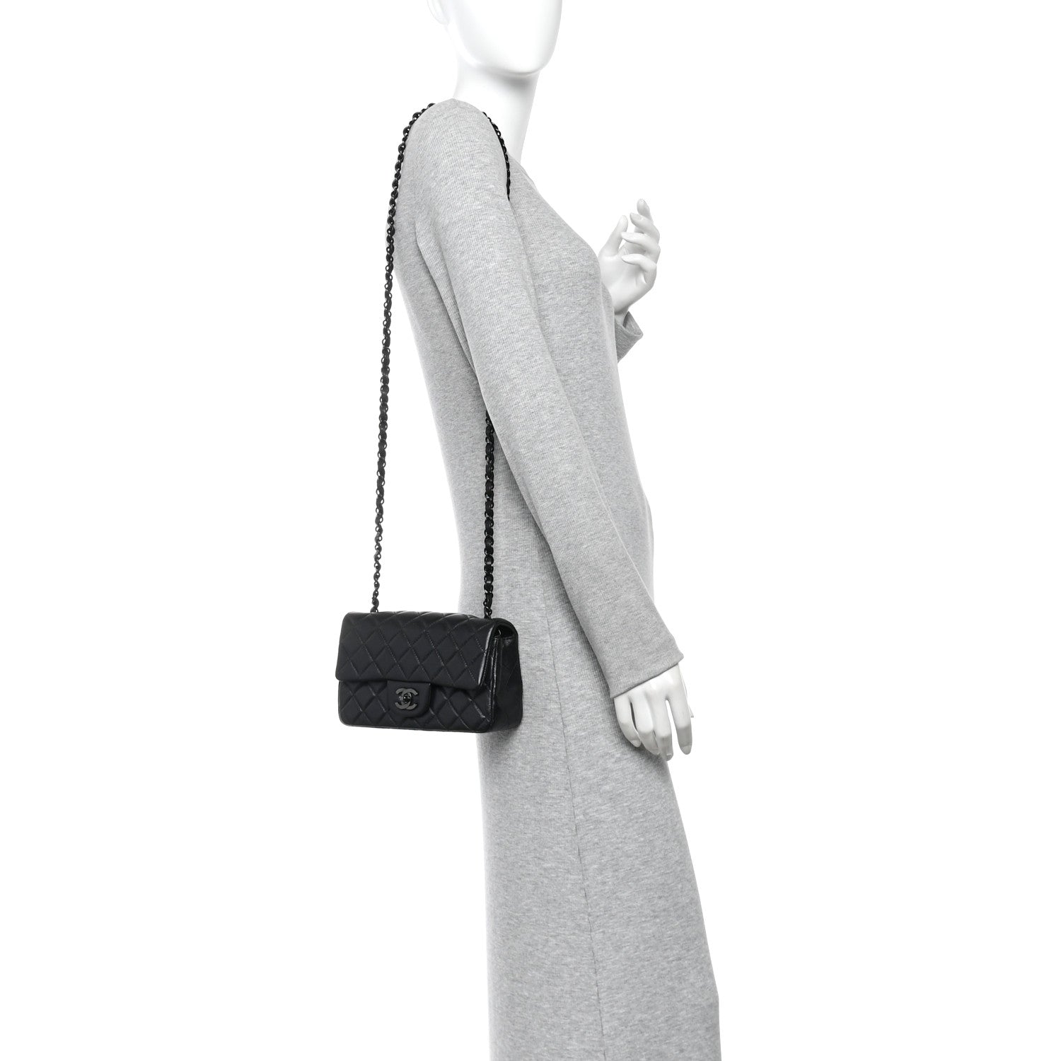 Chanel Lambskin Quilted Mini Rectangular Flap So Black 2 of 14