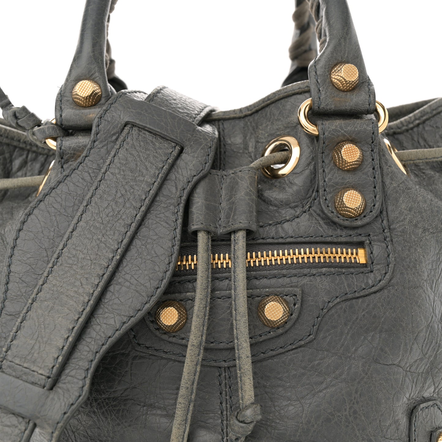 Agneau Giant 12 Gold Hardware Mini Pompon Gris Tarmac