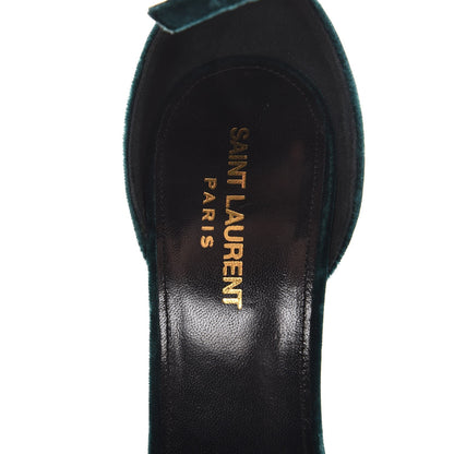 Saint Laurent Velvet Amber 105 Ankle Strap Sandals 39 Malachite 6 of 10