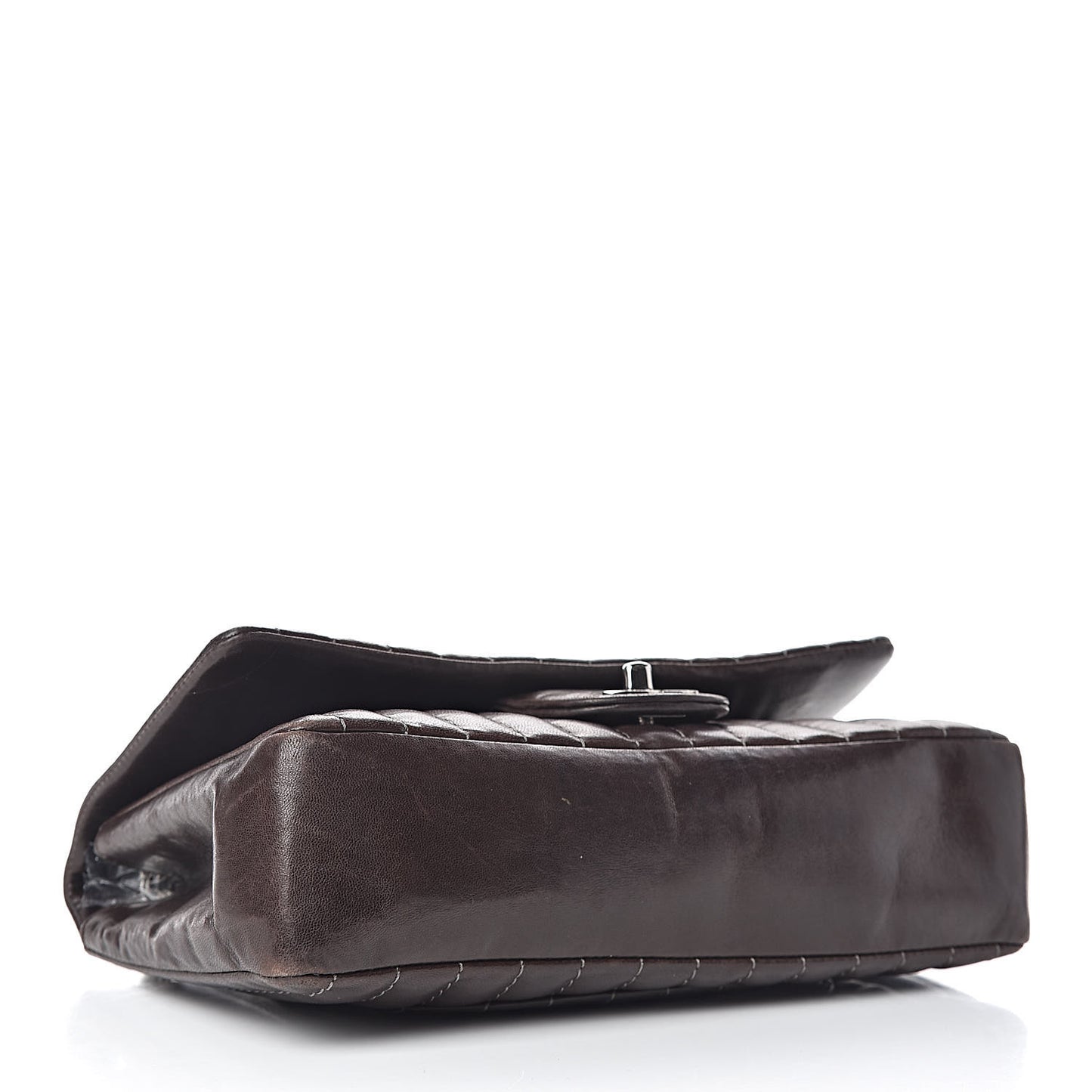 Lambskin Vertical Quilted Medium Single Flap Brown
