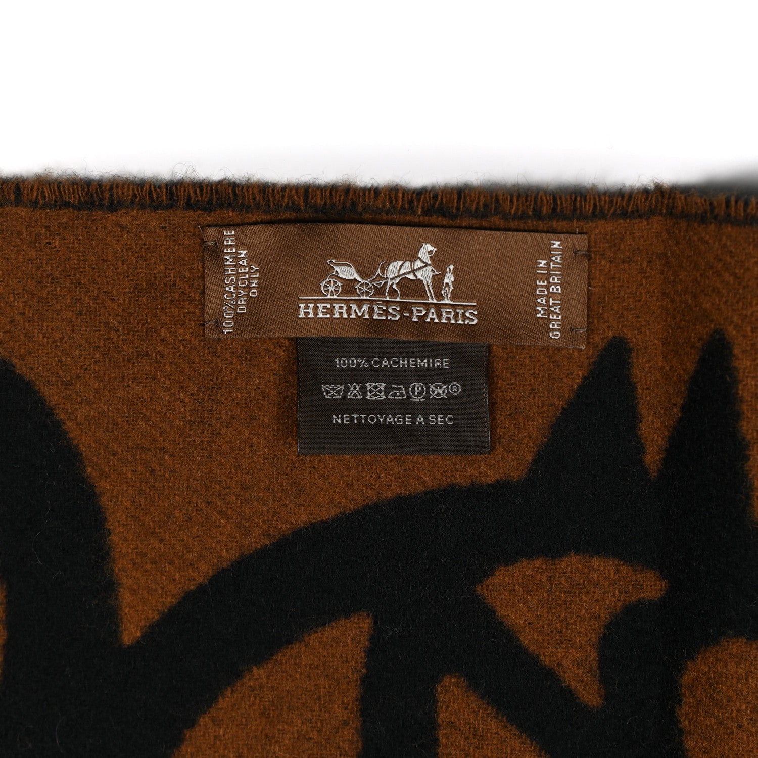 Hermes Cashmere Boucles et Camails Muffler Marine Caramel 3 of 3