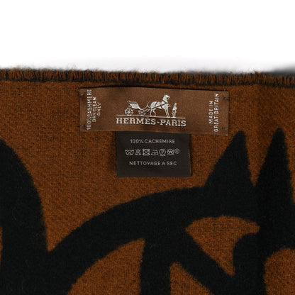 Hermes Cashmere Boucles et Camails Muffler Marine Caramel 3 of 3