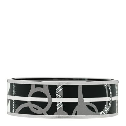 Hermes Enamel Printed Panoplie Equestre Wide Bracelet 70 Faux Gris 3 of 4