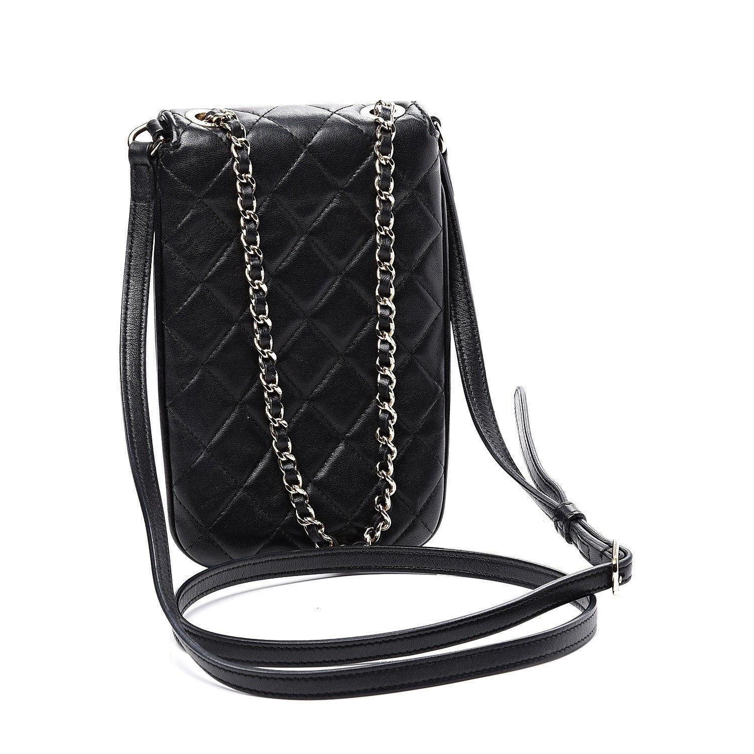 Chanel Lambskin Quilted Chain Around Flap Crossbody Black 2 of 10