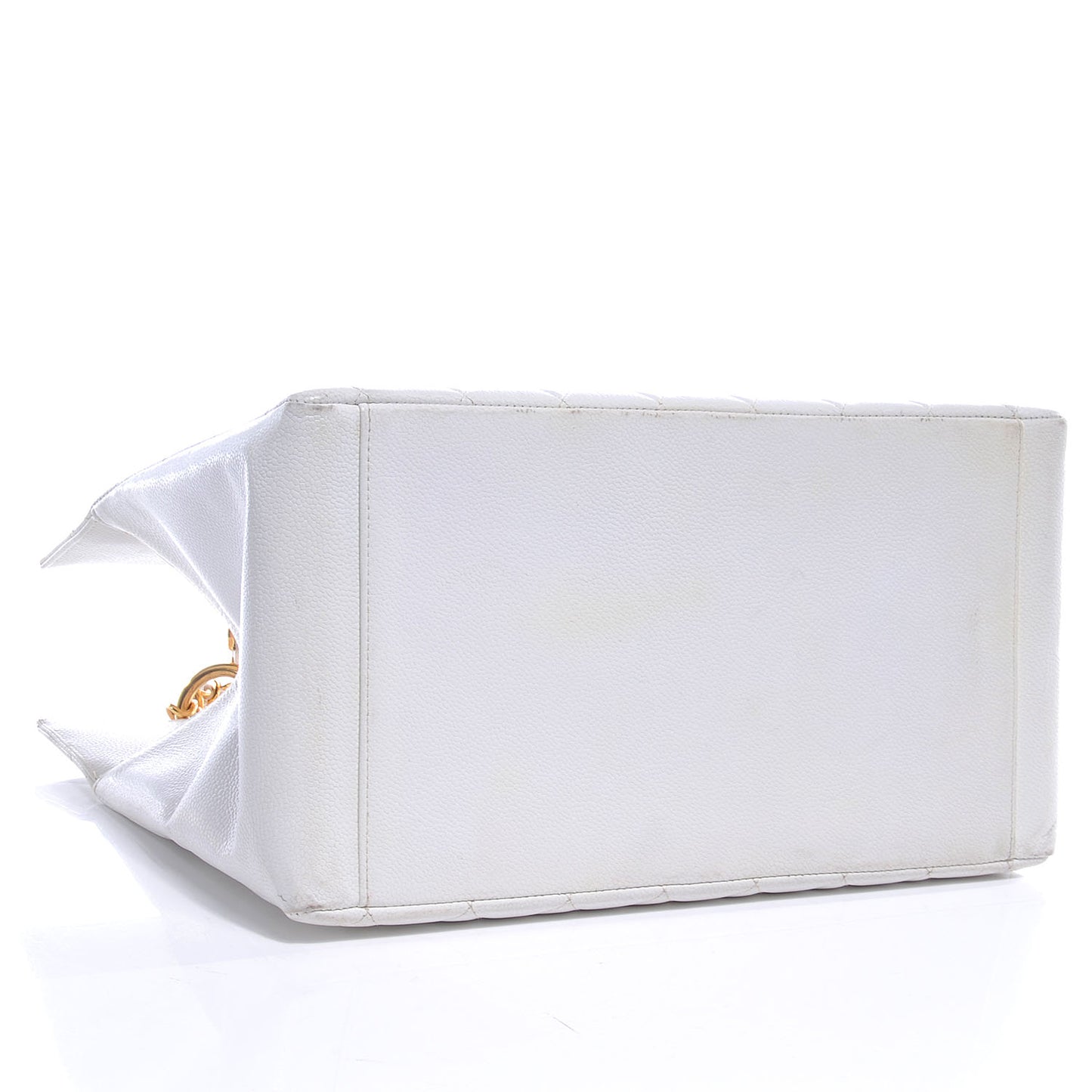 Caviar Quilted Grand Shopping Tote GST White
