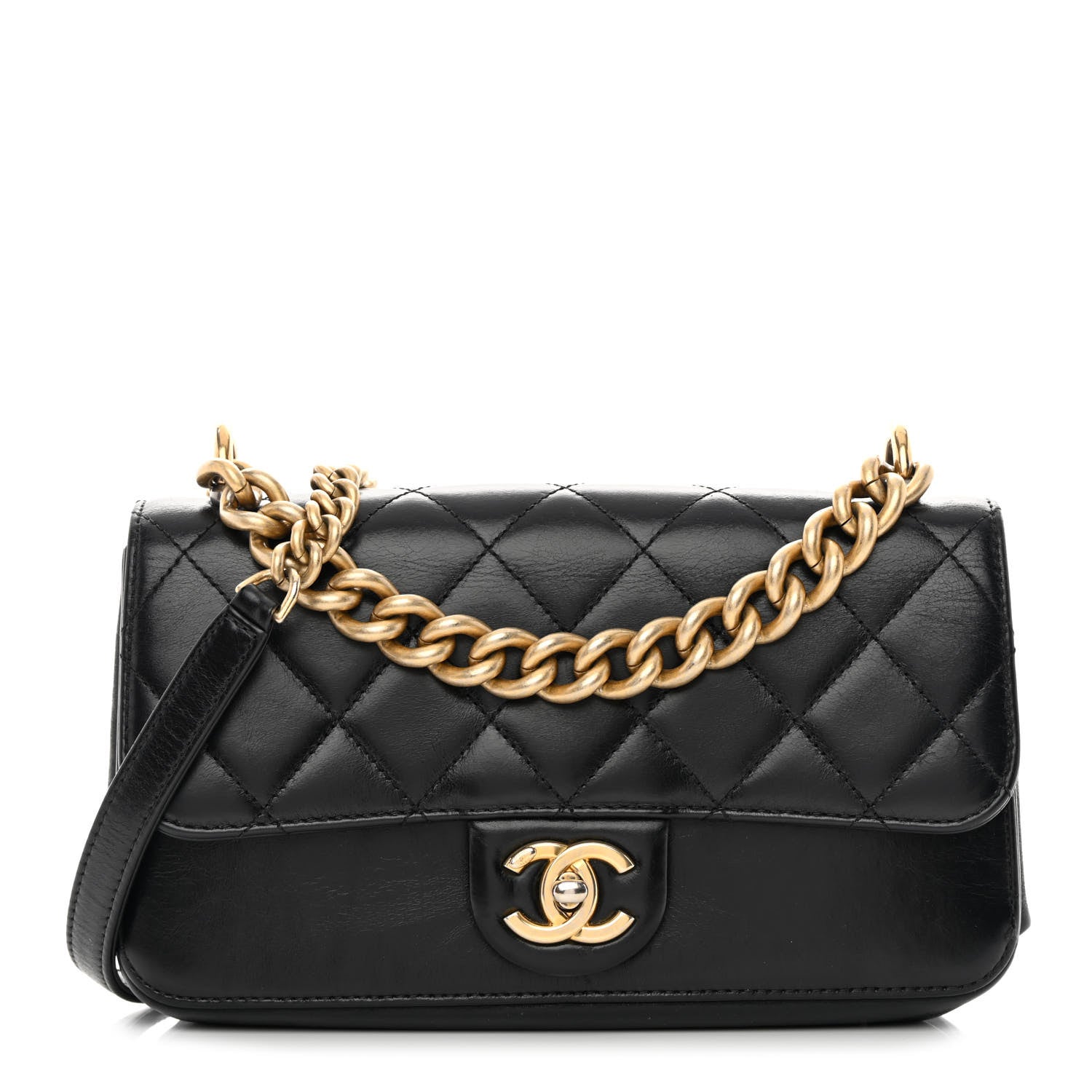 Chanel Iridescent Calfskin Quilted Small Straight Lined Flap Black 1 of 15
