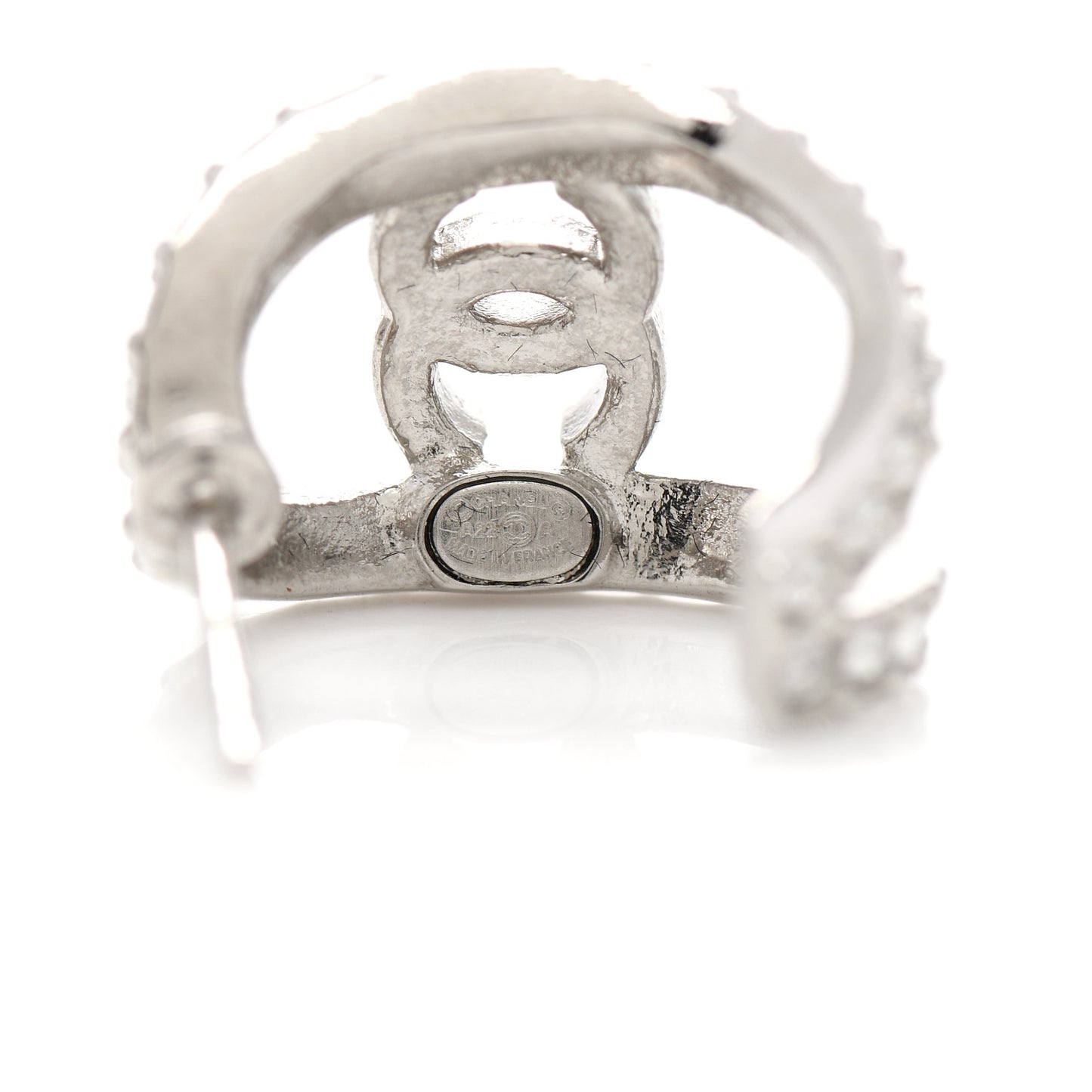 Crystal Strass CC Double Hoop Earrings Silver