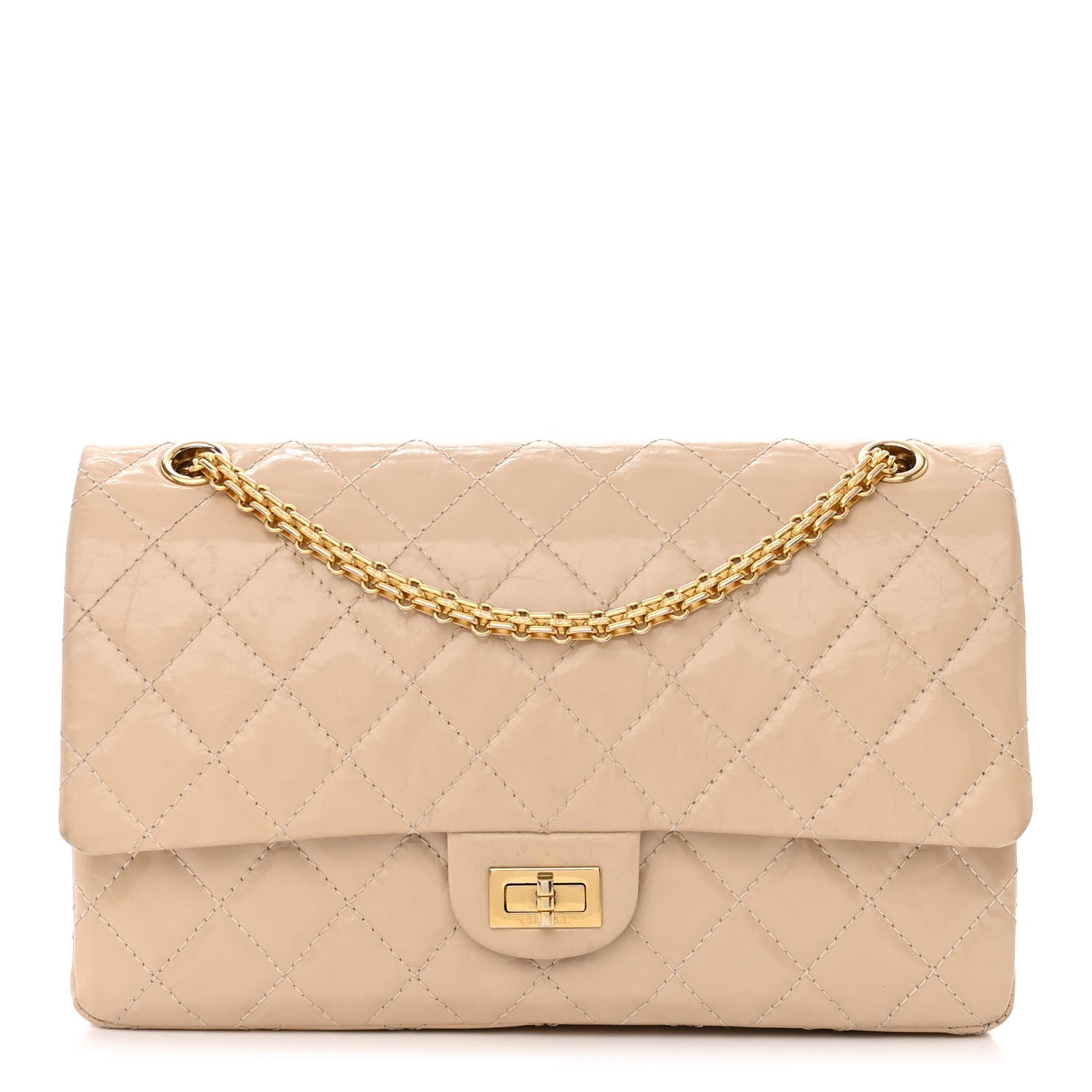 Chanel Distressed Patent Quilted 2.55 Reissue 226 Flap Beige 1 of 12