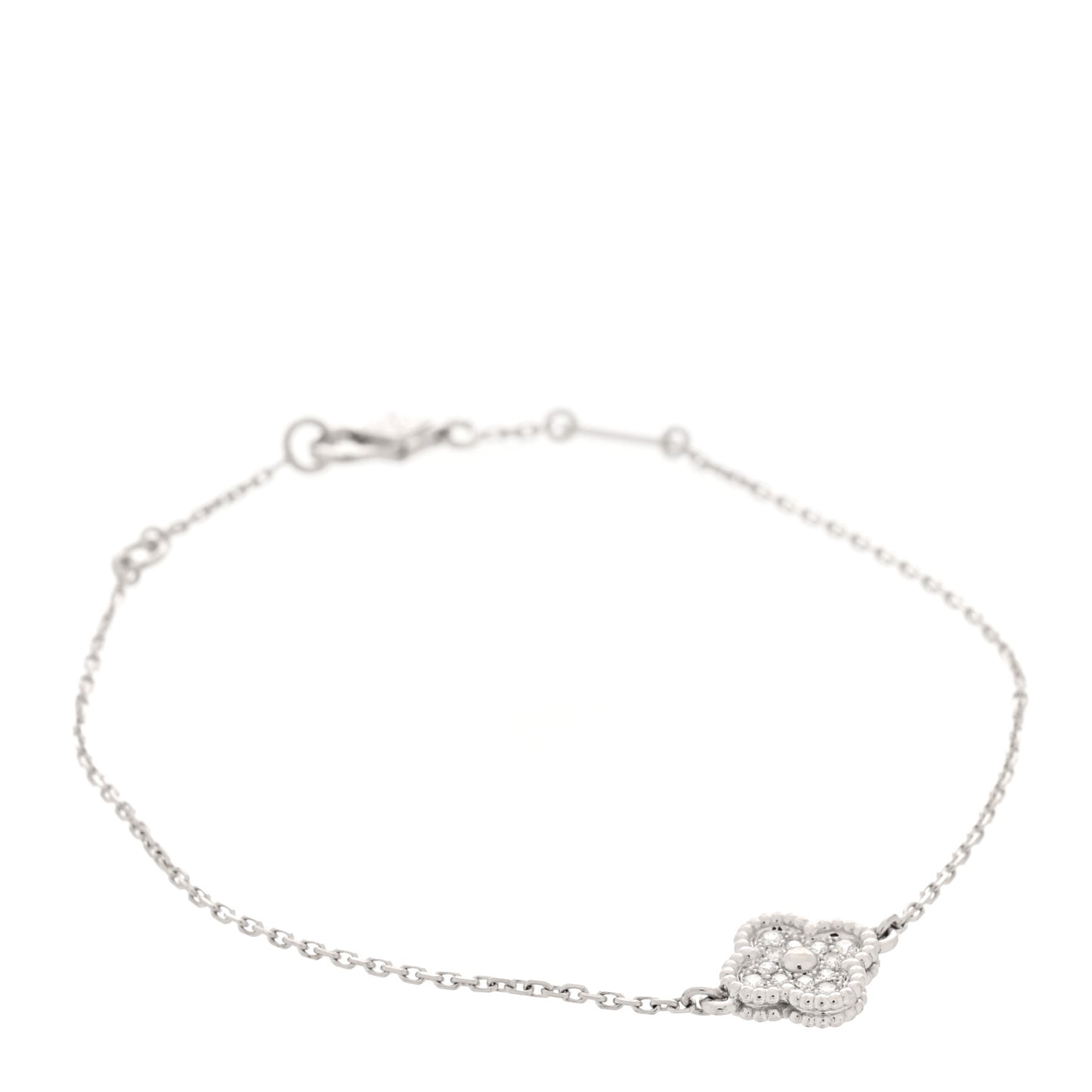18K White Gold Diamond Sweet Alhambra Bracelet