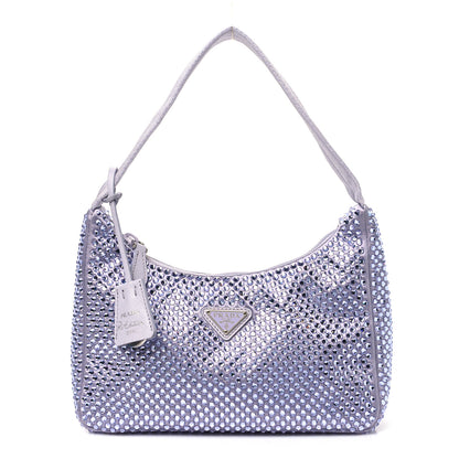 Prada Satin Crystal Mini Re-Edition 2000 Bag Glicine 1 of 10