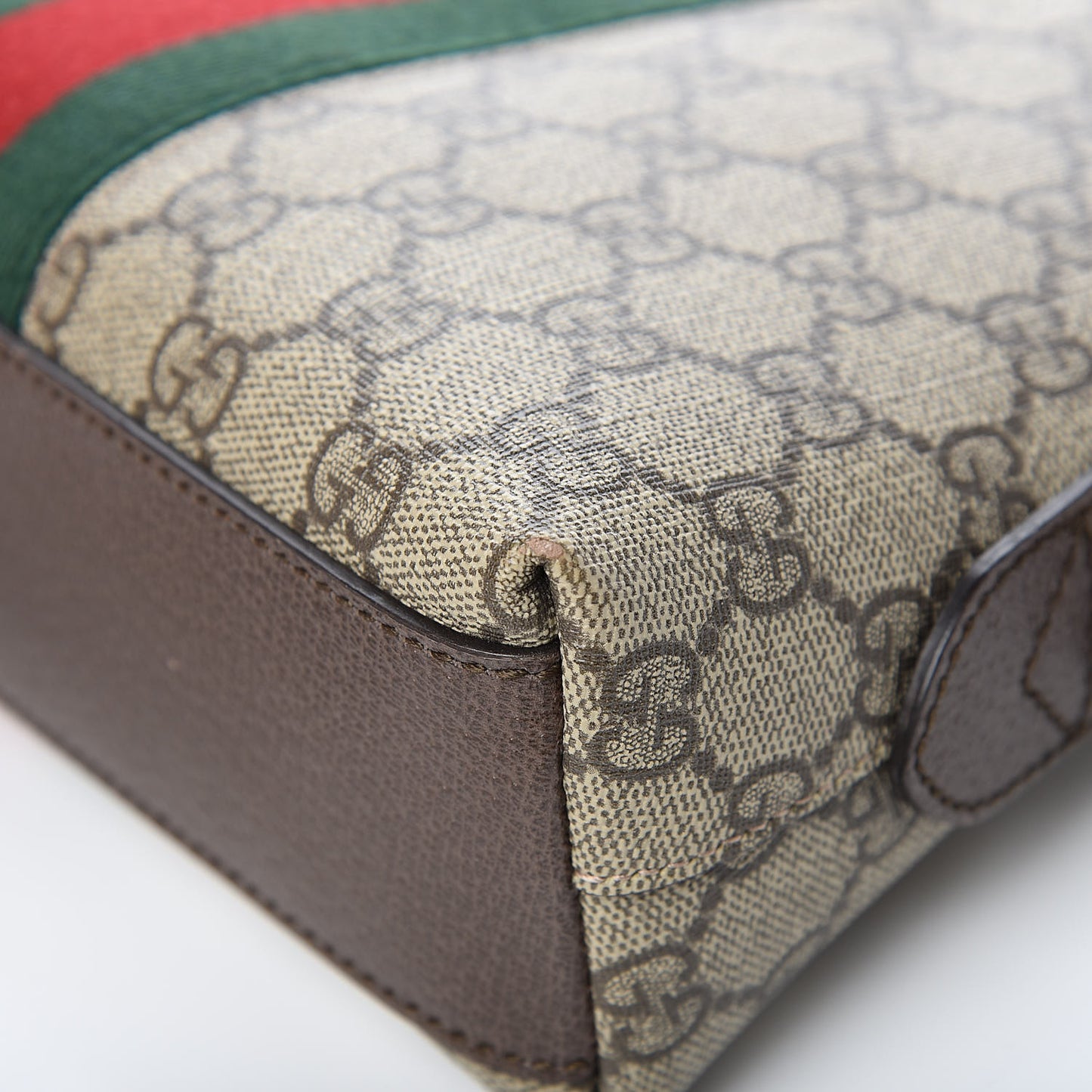 GG Supreme Monogram Textured Dollar Calfskin Web Small Ophidia Dome Shoulder Bag Beige Ebony New Acero