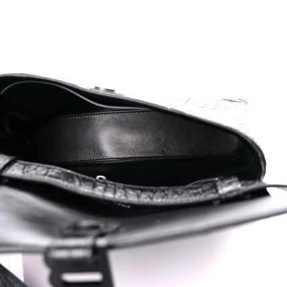 Balenciaga Extra Supple Calfskin Crocodile Embossed Monochrome XS Downtown Shoulder Bag Black 5 of 10