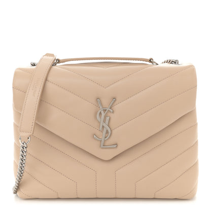 Saint Laurent Calfskin Y Quilted Monogram Small Loulou Chain Satchel Dark Beige 1 of 10