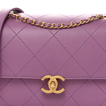 Chanel Lambskin Sleek And Chic Flap Purple 8 of 10