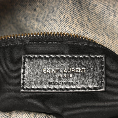 Saint Laurent Denim Quilted Medium Loulou Puffer Monogram Chain Satchel Azur 6 of 10