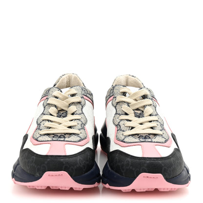 Gucci GG Supreme Monogram Mix Monogram Womens Rhyton Sneakers 36 Black Blue Wild Rose White Beige 3 of 8