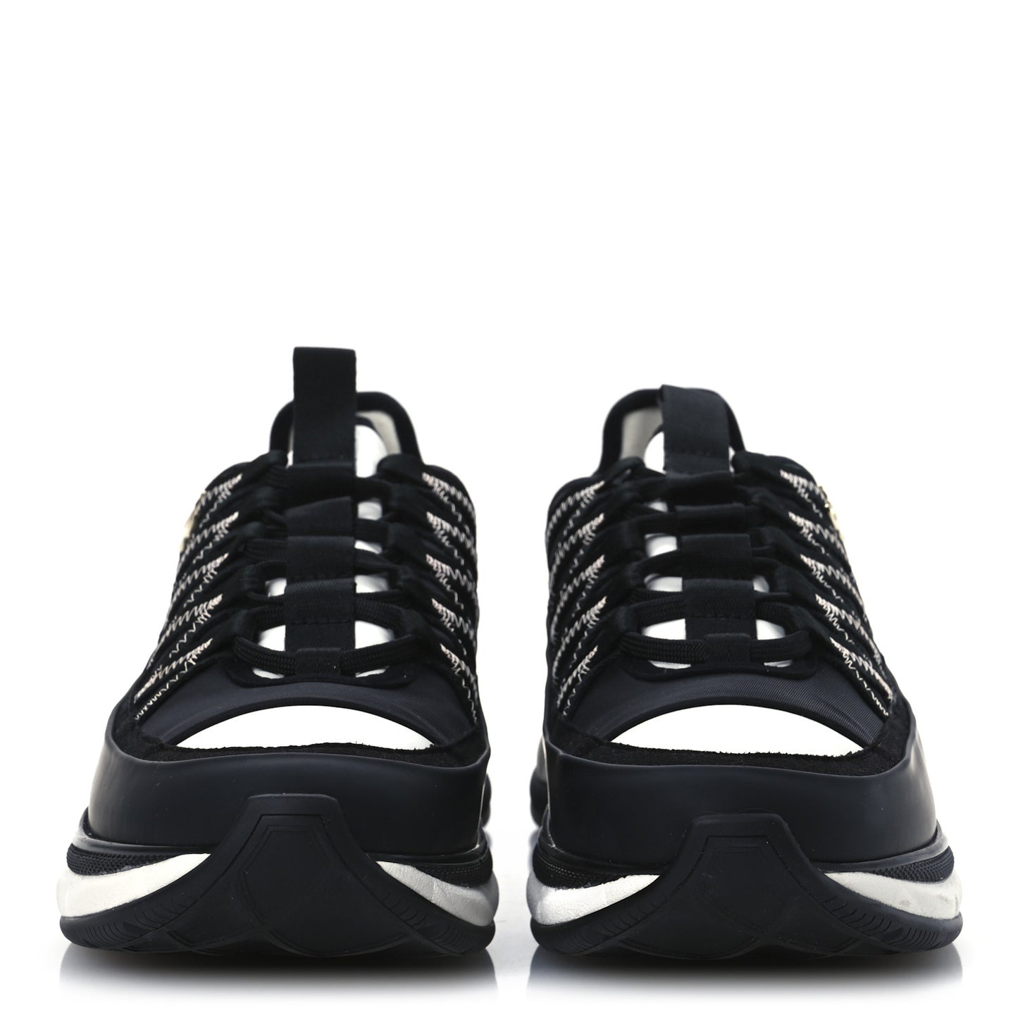 Mixed Fibers Suede Calfskin CC Sneakers 39 White Black