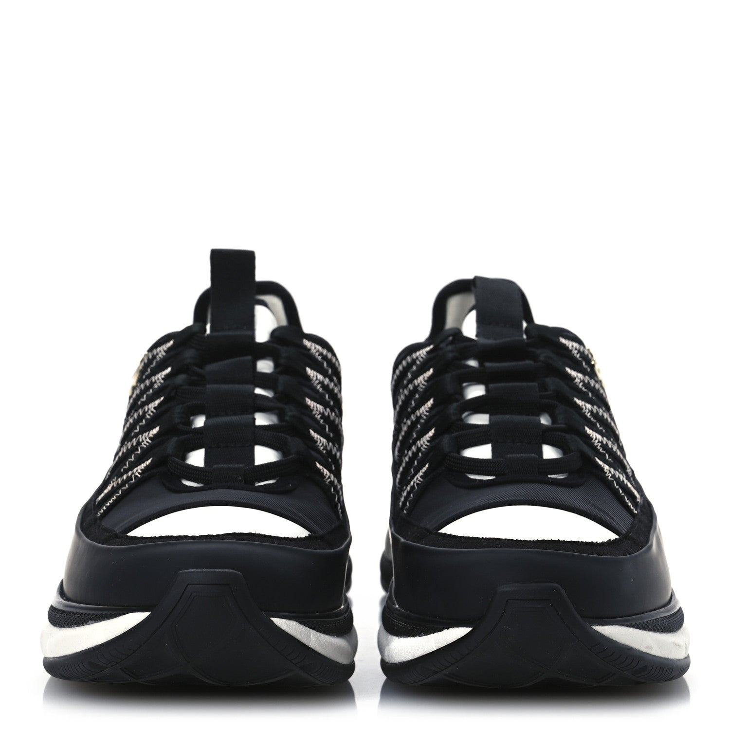Chanel Mixed Fibers Suede Calfskin CC Sneakers 39 White Black 3 of 11