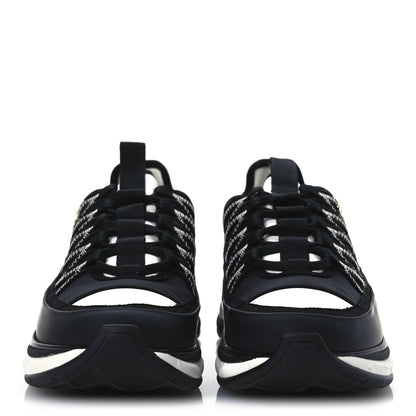 Chanel Mixed Fibers Suede Calfskin CC Sneakers 39 White Black 3 of 11