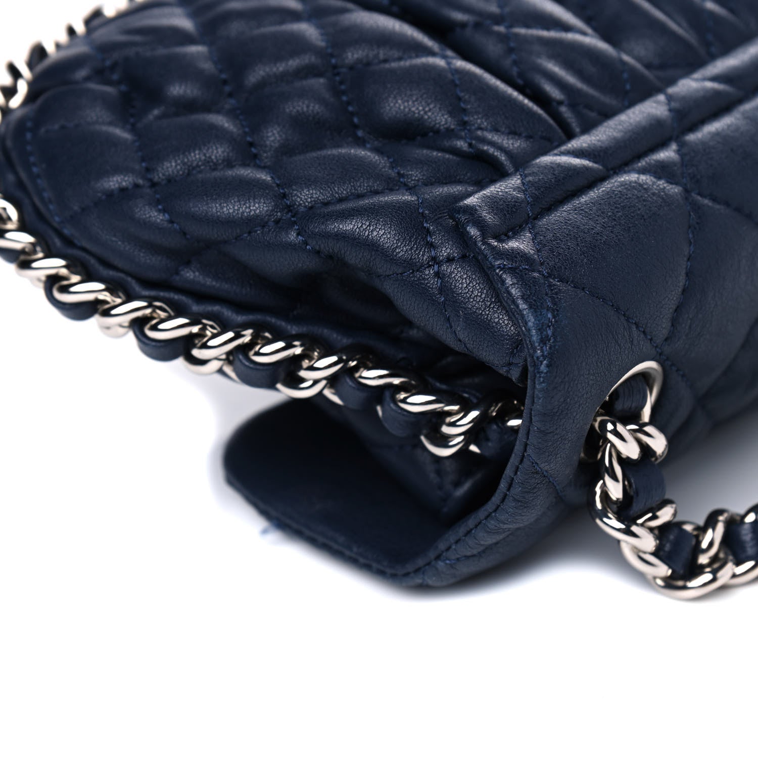 Chanel Washed Lambskin Mini Chain Around Messenger Navy Blue 7 of 9