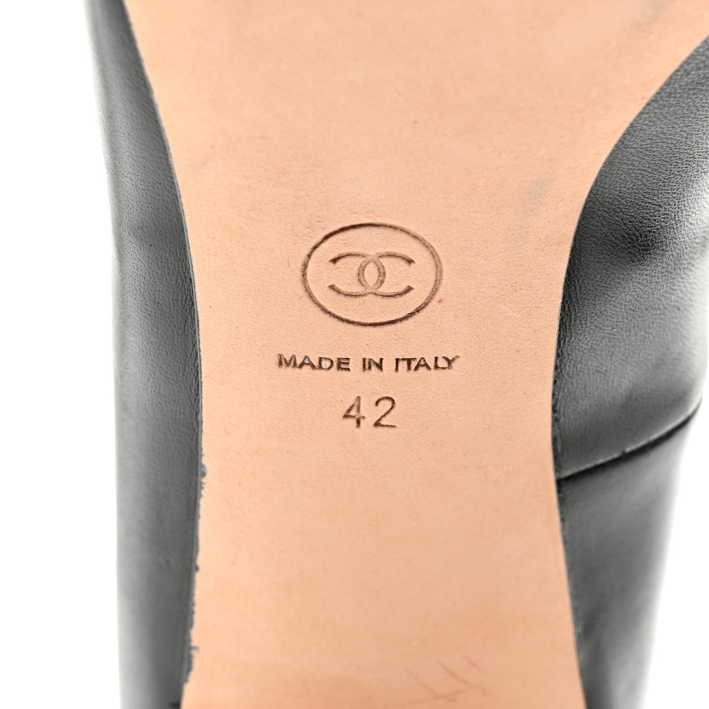 Lambskin Peep Toe CC Pumps 42 Black