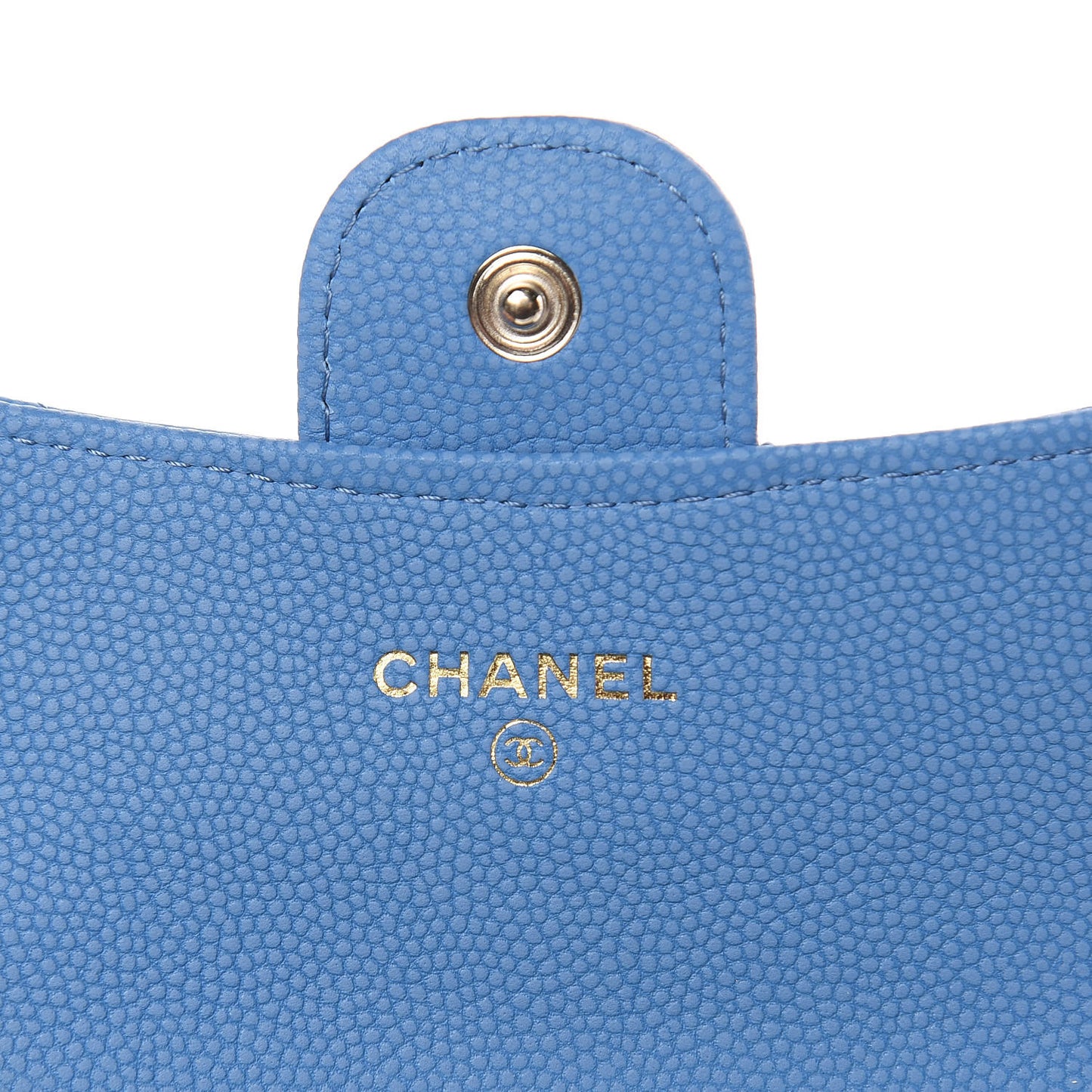 Caviar Chevron Quilted Card Holder Blue