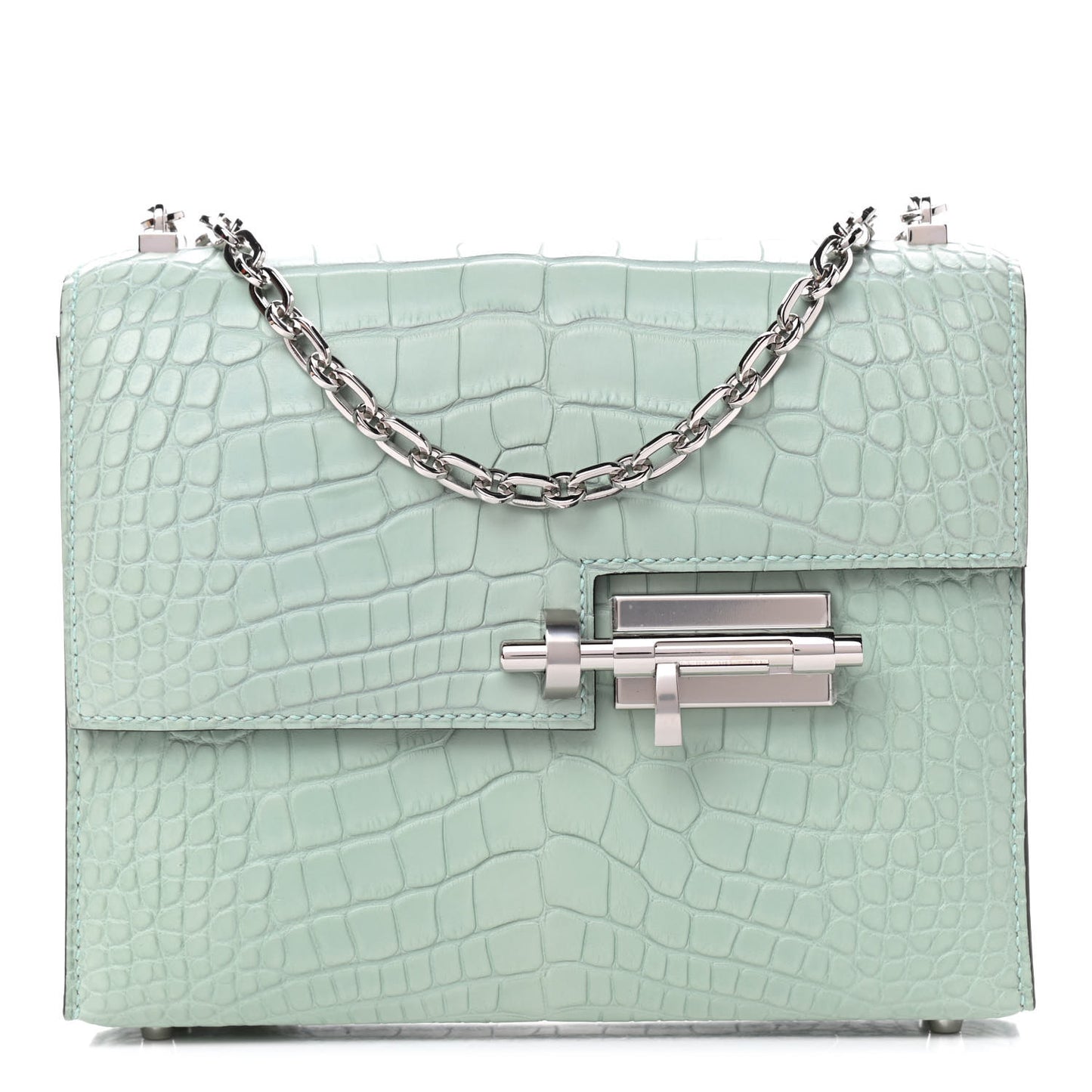 Matte Alligator Mini Verrou Chaine Bag Vert d’eau