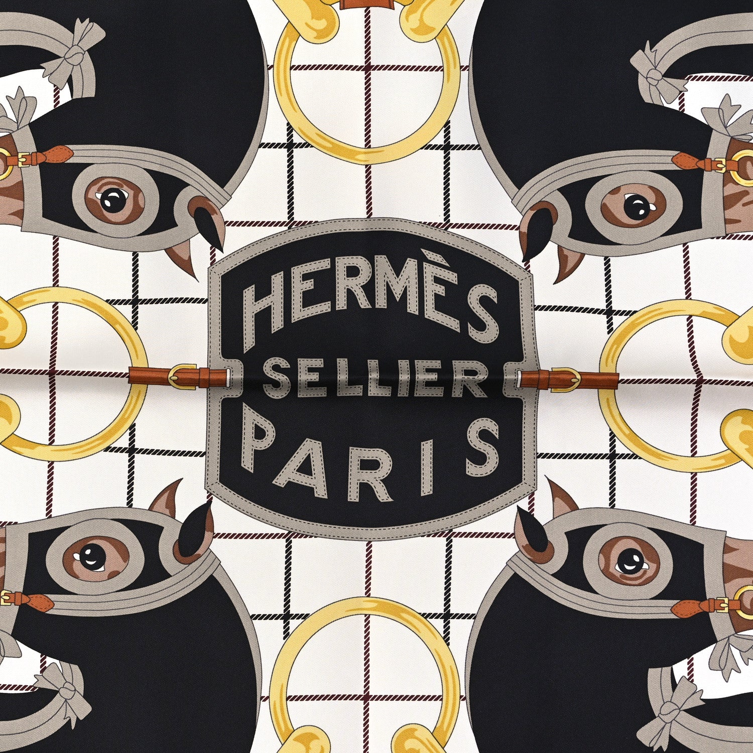 Hermes Silk Tatersale Forever Scarf 90 Vermillon Black White 3 of 3