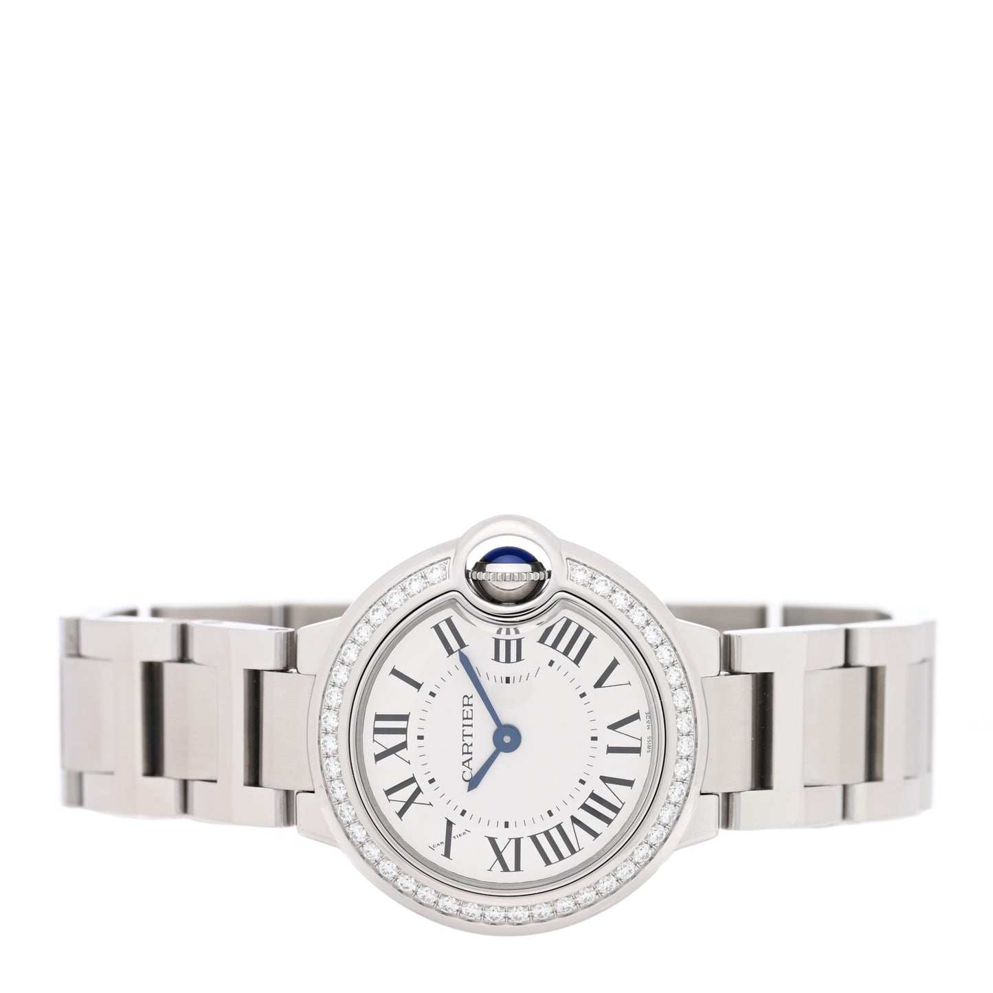 Stainless Steel Diamond Bezel 28mm Ballon Bleu De Cartier Quartz Watch