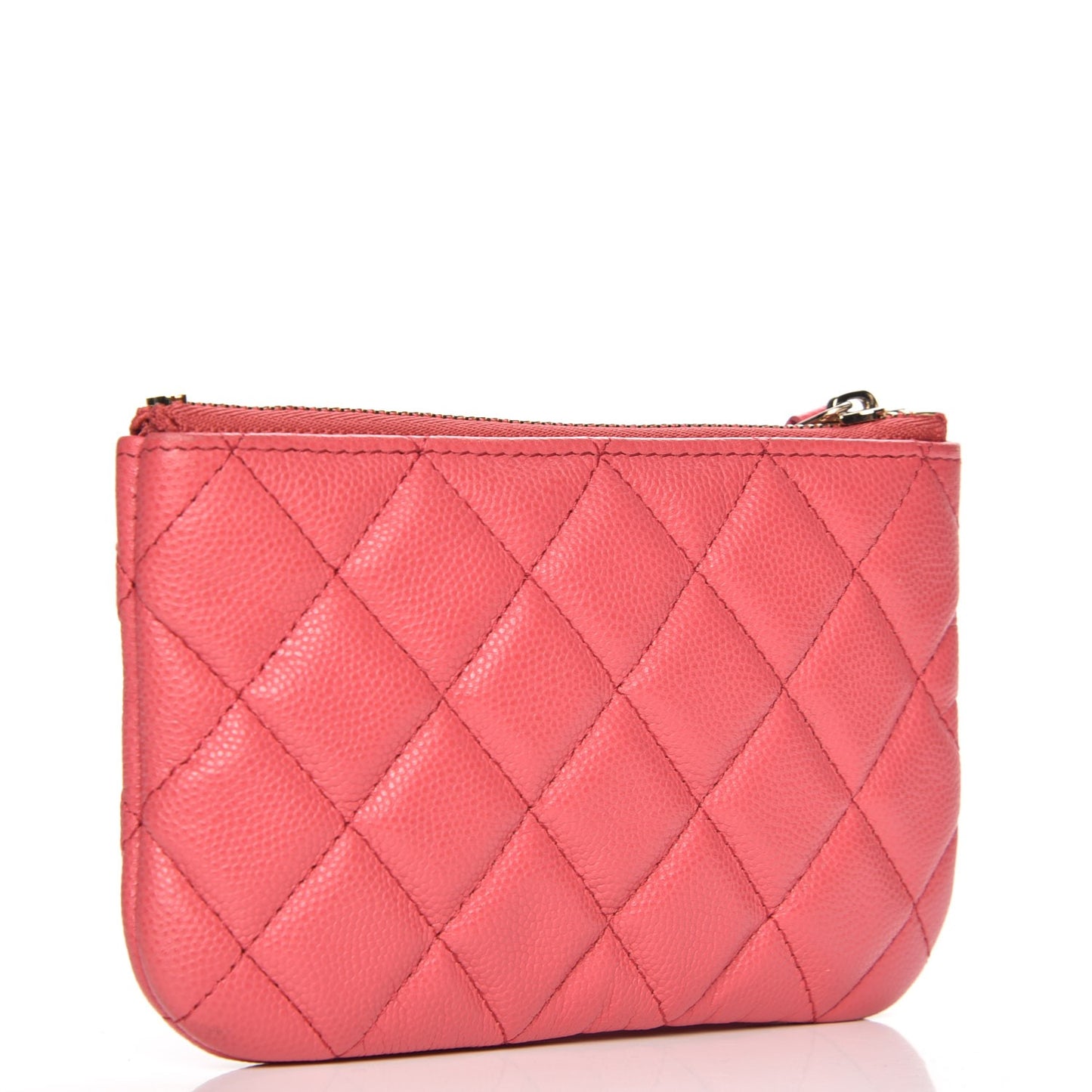 Caviar Quilted Small Cosmetic Case Dark Pink