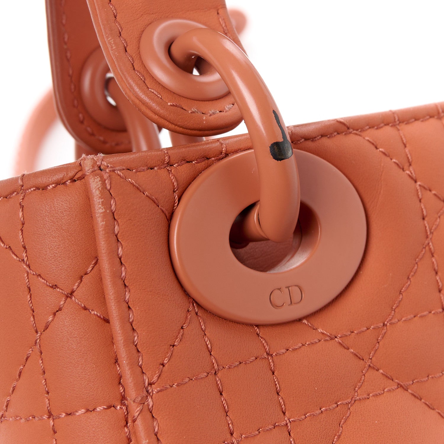 Christian Dior Ultra Matte Calfskin Cannage Mini Lady Dior Orange 12 of 13