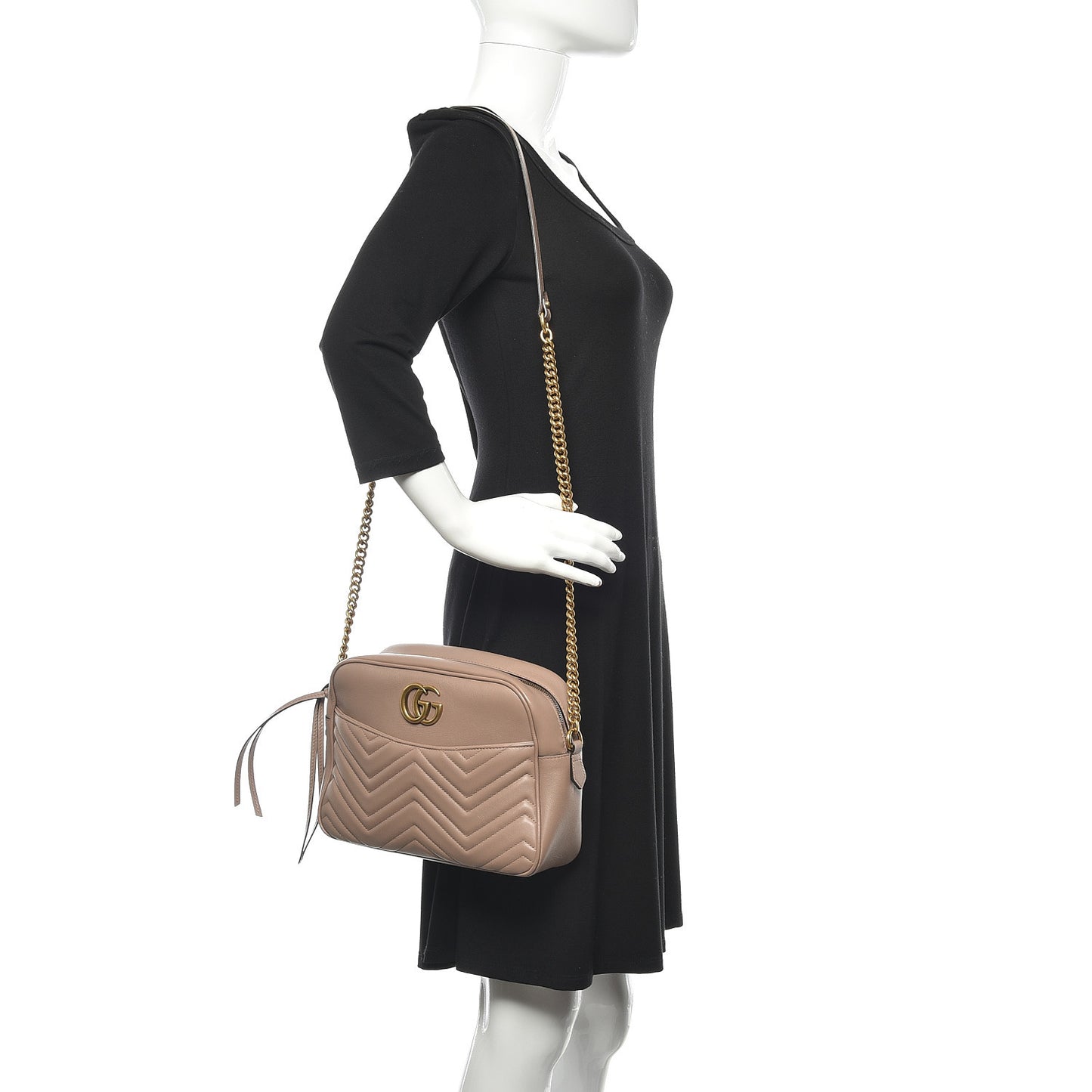 Calfskin Matelasse Medium GG Marmont Chain Shoulder Bag Porcelain Rose