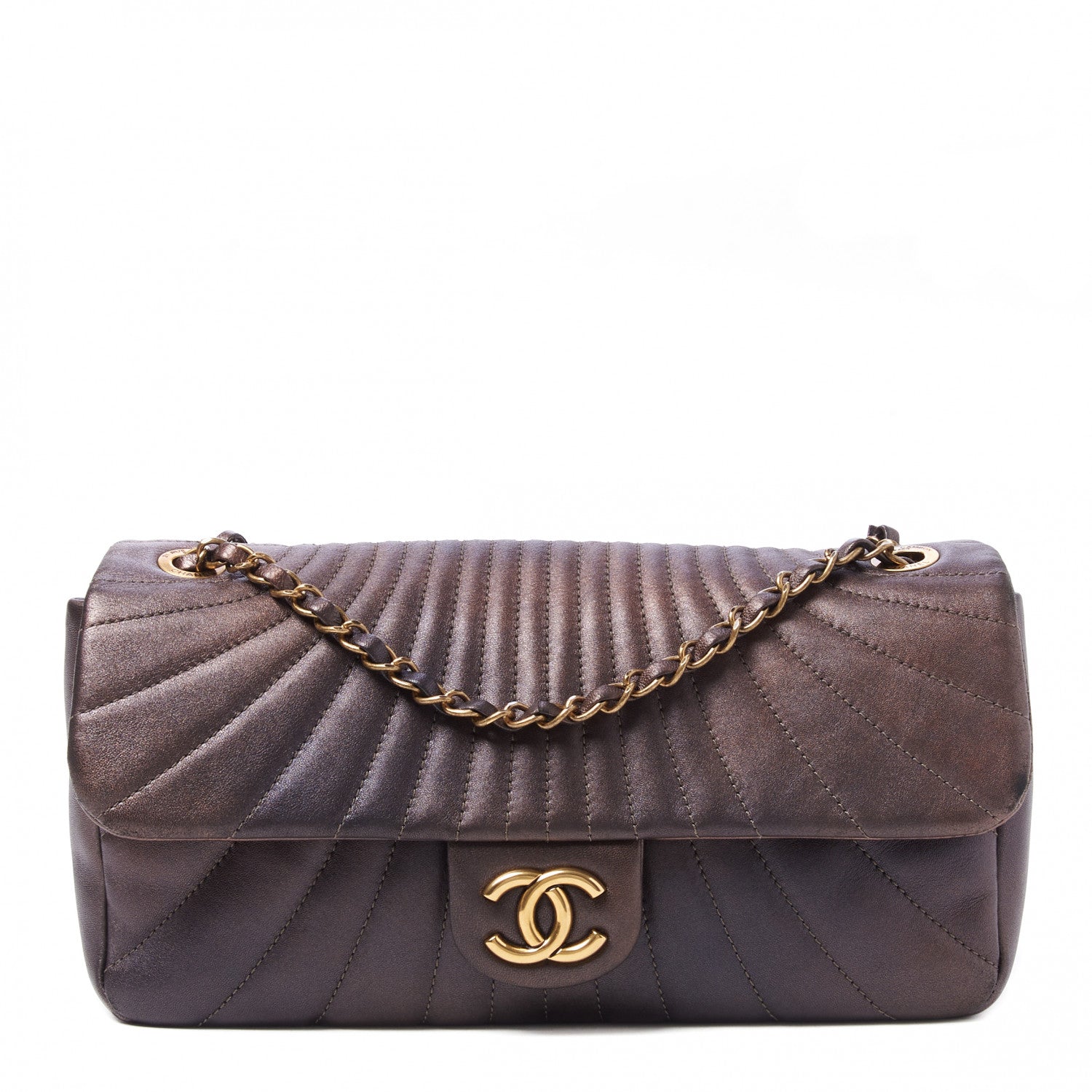 Chanel Metallic Calfskin Degrade East West Flap Bronze 1 of 10
