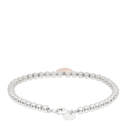 Tiffany Sterling Silver Rubedo 4mm Return To Tiffany Heart Tag Bead Bracelet 2 of 3