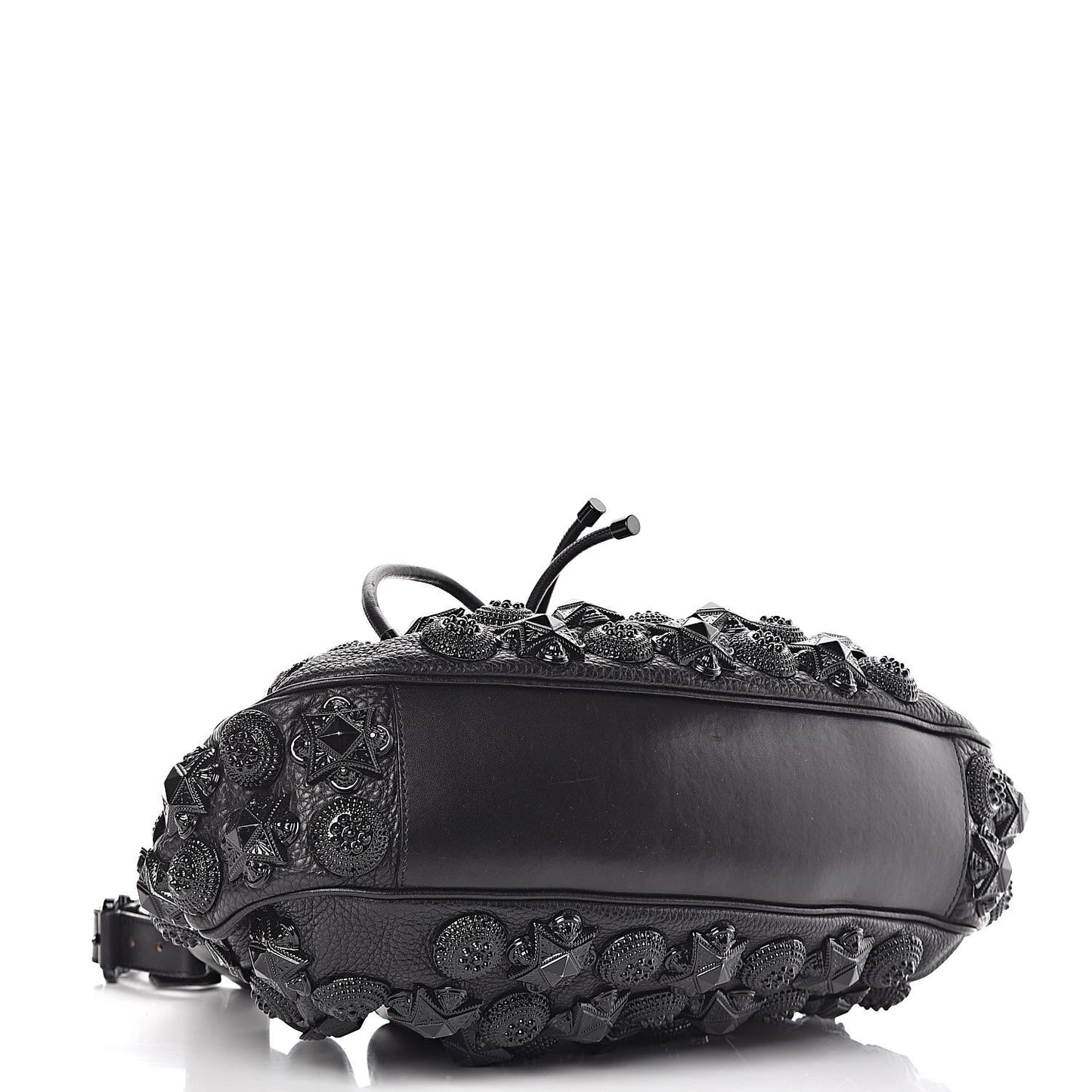 Calfskin Mason Warrior Studded Hobo Black