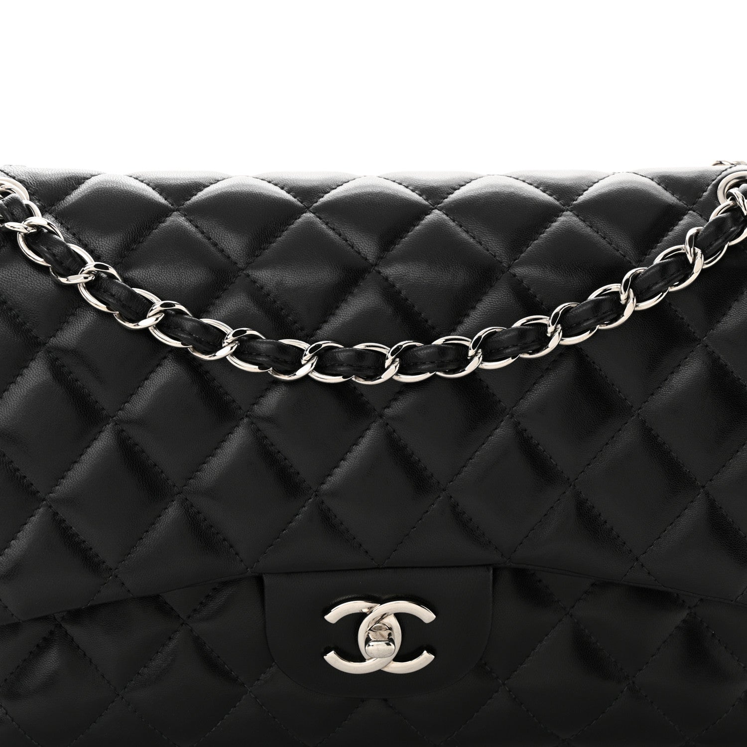 Chanel Lambskin Quilted Jumbo Double Flap Black 8 of 11