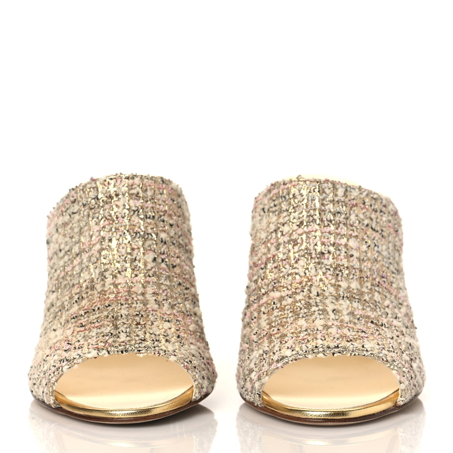 Tweed CC Mule Sandal 38.5 Gold Multicolor